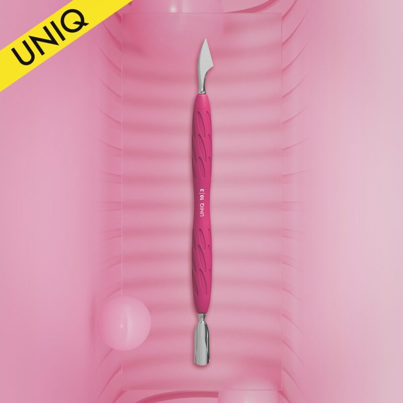 Manicure pusher with silicone handle “Gummy” UNIQ 10 TYPE 3 (narrow rounded pusher + hatchet) image 0
